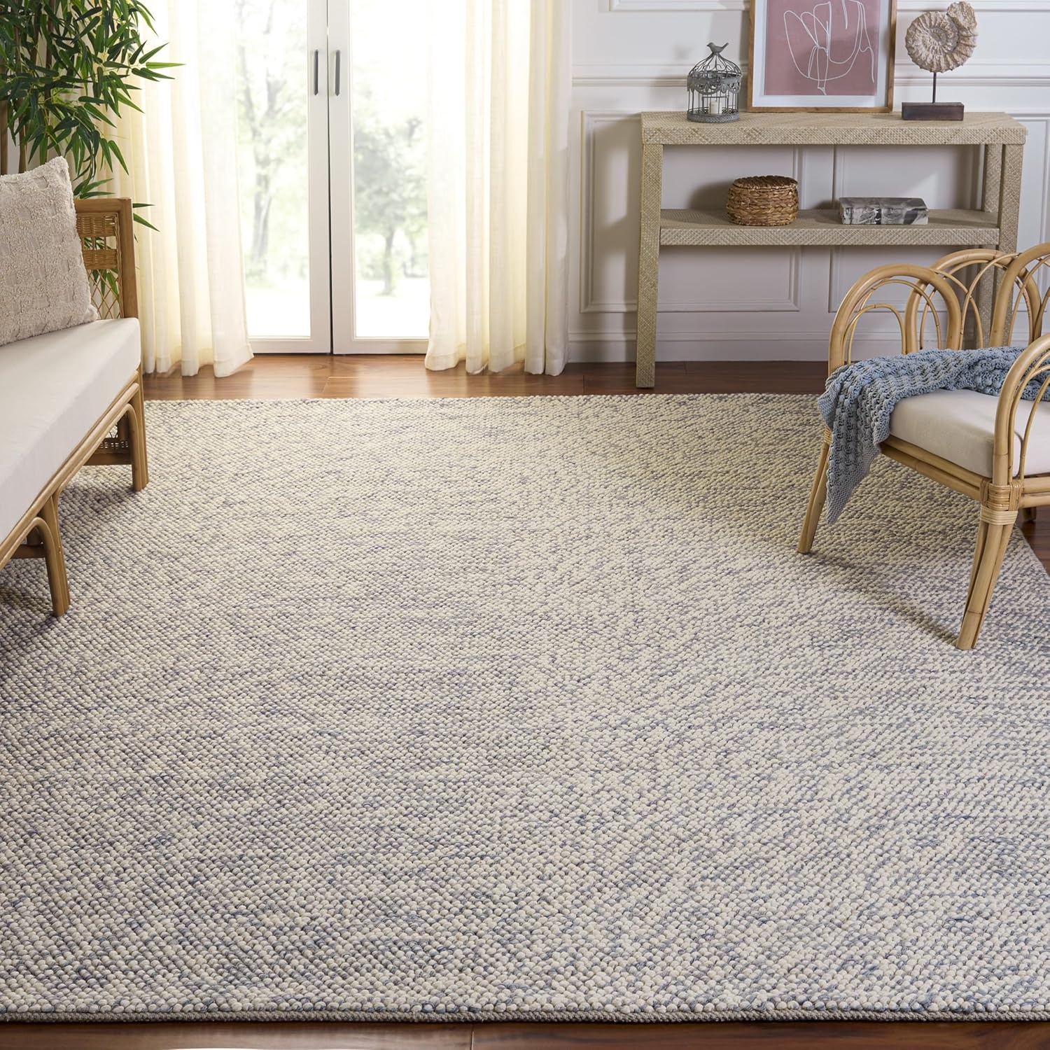 image:imageSAFAVIEH Area Rug 8x10 Natura Collection Large Grey amp Ivory Handmade Wool Ideal for Living Room Bedroom Dining Space NAT182FBlueIvory
