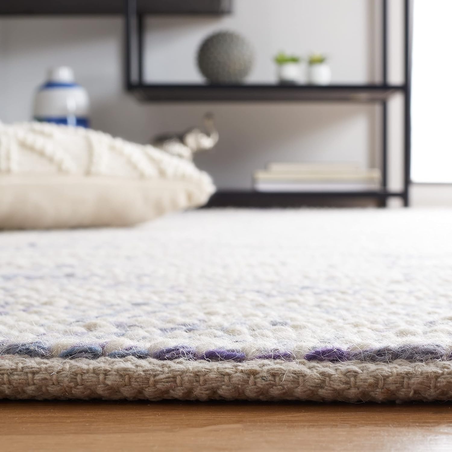 image:imageSAFAVIEH Area Rug 8x10 Natura Collection Large Grey amp Ivory Handmade Wool Ideal for Living Room Bedroom Dining Space NAT182FBlueIvory