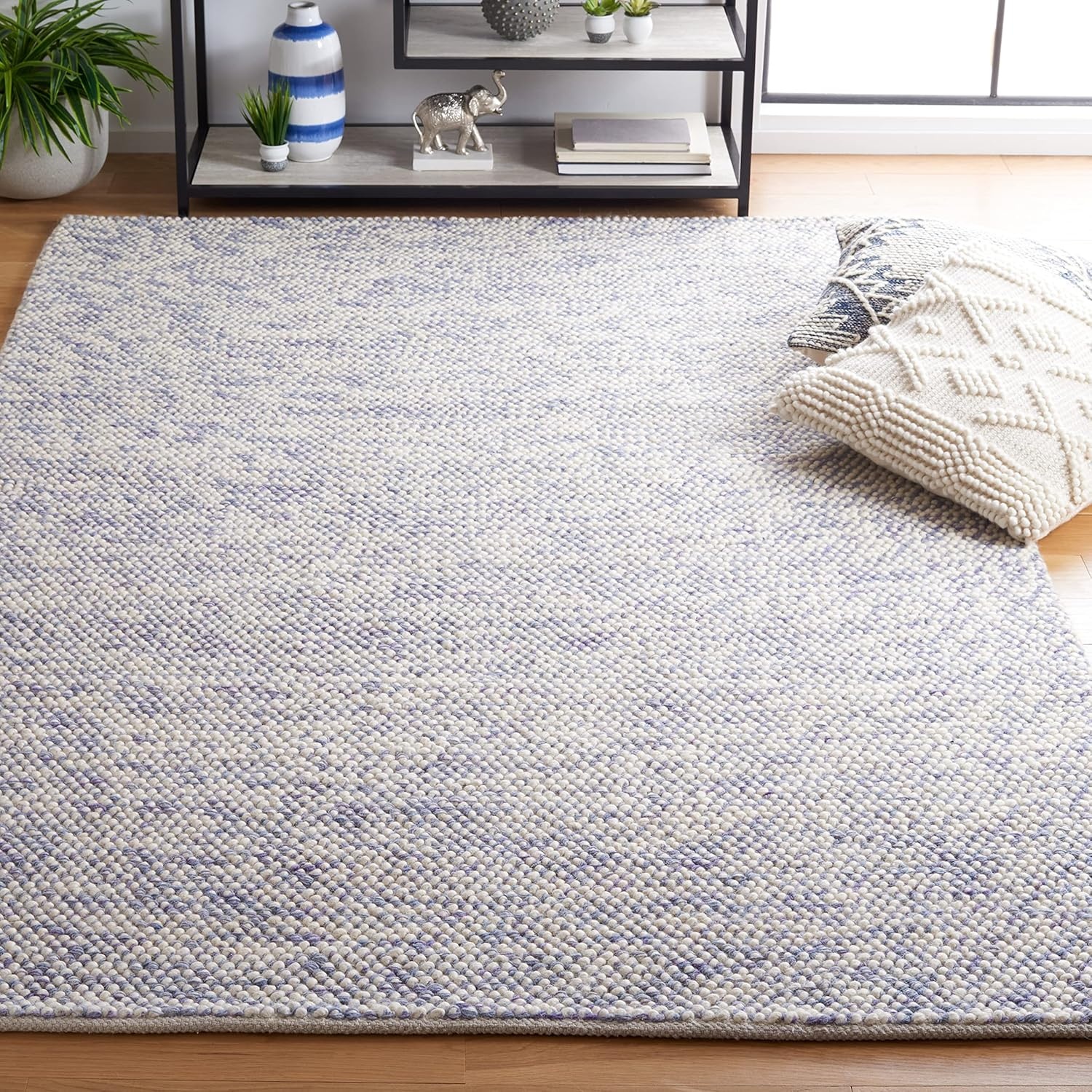 image:imageSAFAVIEH Area Rug 8x10 Natura Collection Large Grey amp Ivory Handmade Wool Ideal for Living Room Bedroom Dining Space NAT182FBlueIvory