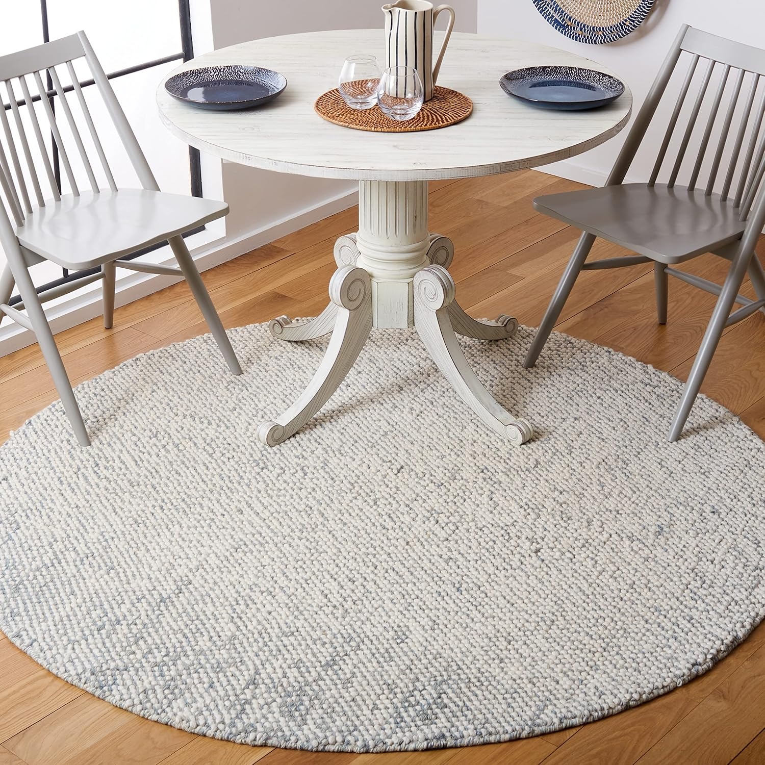 image:imageSAFAVIEH Area Rug 8x10 Natura Collection Large Grey amp Ivory Handmade Wool Ideal for Living Room Bedroom Dining Space NAT182FGreyIvory