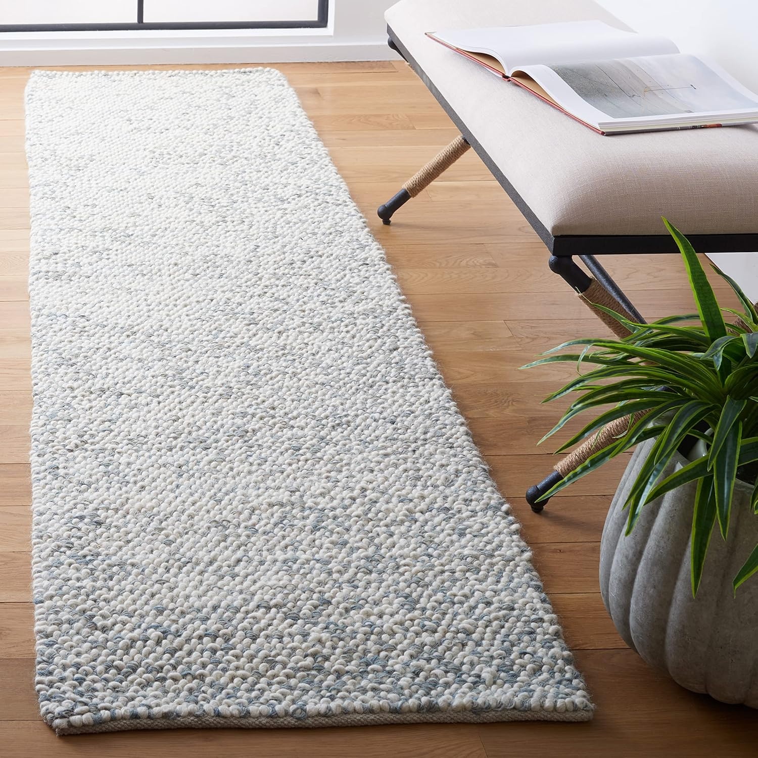 image:imageSAFAVIEH Area Rug 8x10 Natura Collection Large Grey amp Ivory Handmade Wool Ideal for Living Room Bedroom Dining Space NAT182FGreyIvory