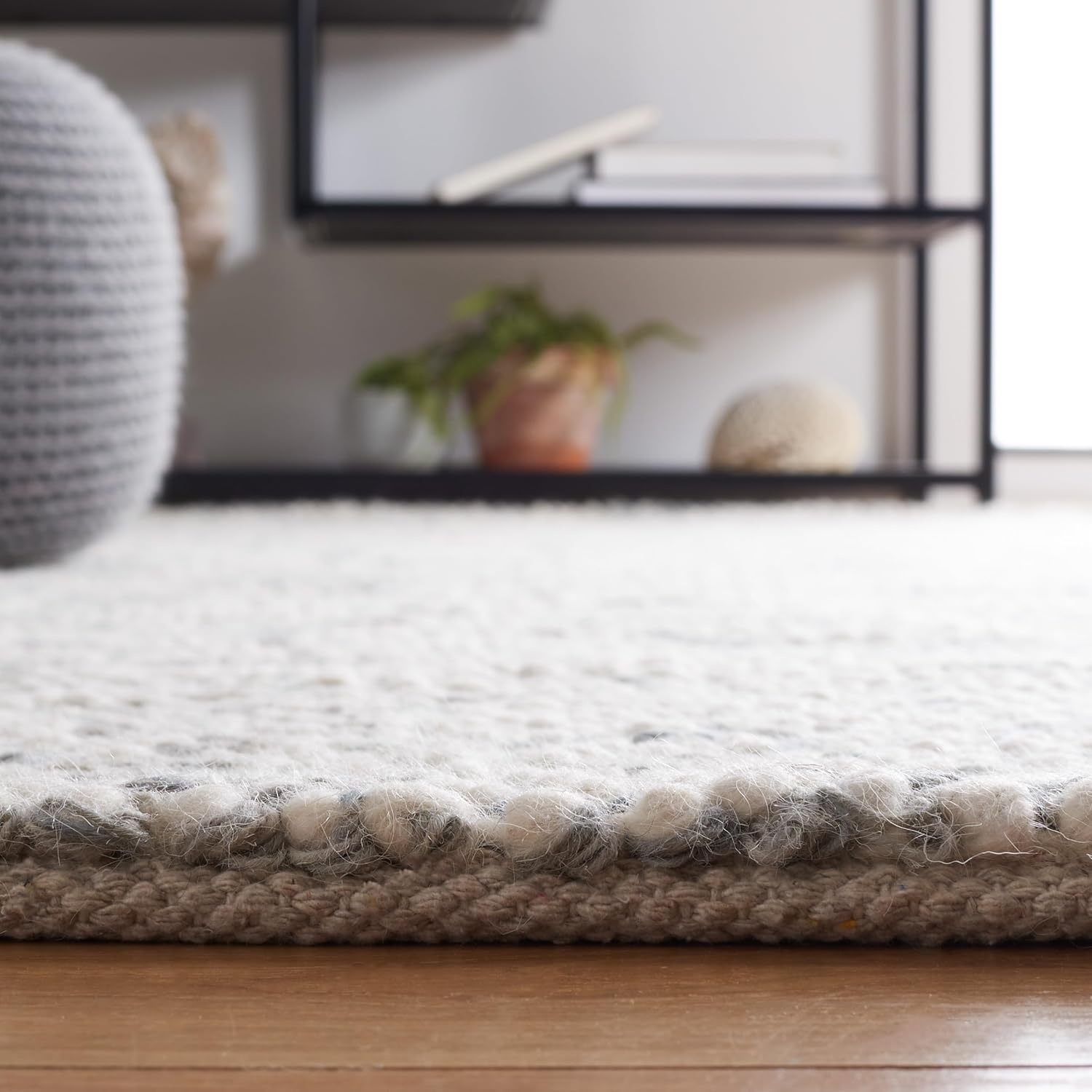 image:imageSAFAVIEH Area Rug 8x10 Natura Collection Large Grey amp Ivory Handmade Wool Ideal for Living Room Bedroom Dining Space NAT182FGreyIvory