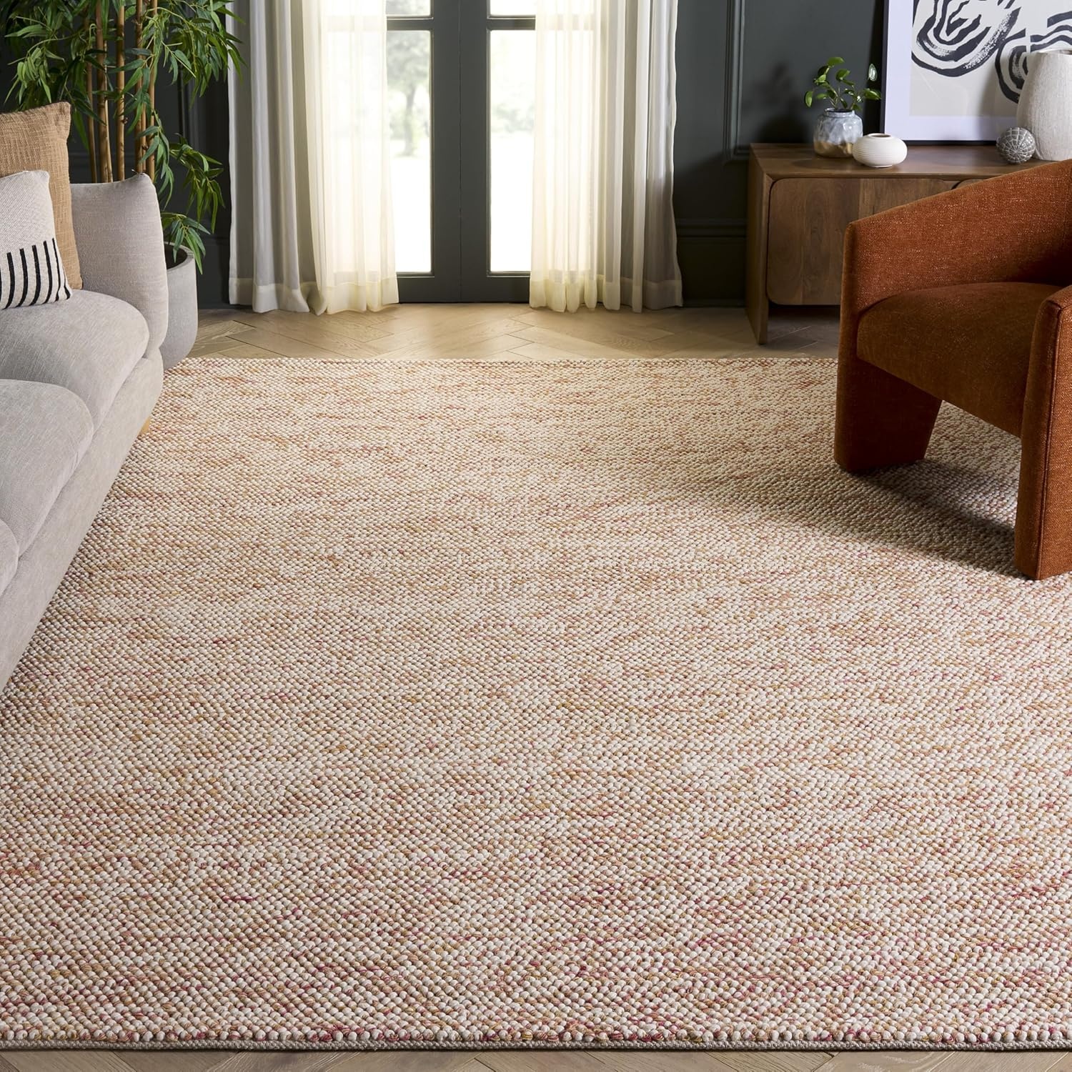 image:imageSAFAVIEH Area Rug 8x10 Natura Collection Large Grey amp Ivory Handmade Wool Ideal for Living Room Bedroom Dining Space NAT182FRedIvory