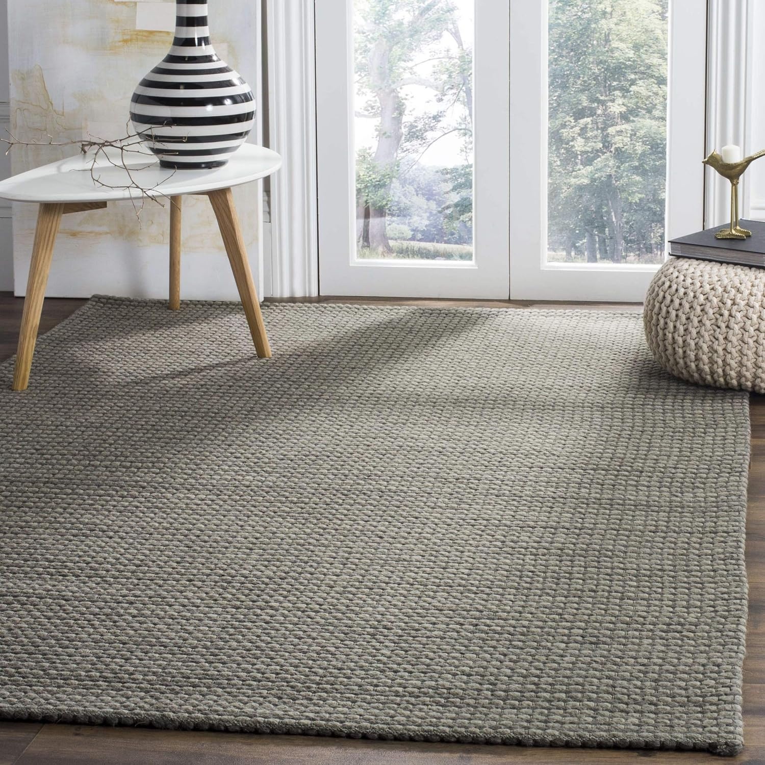 image:imageSAFAVIEH Area Rug 8x10 Natura Collection Large Ivory Handmade Wool Ideal for Living Room Bedroom Dining Space NAT801ADark Grey