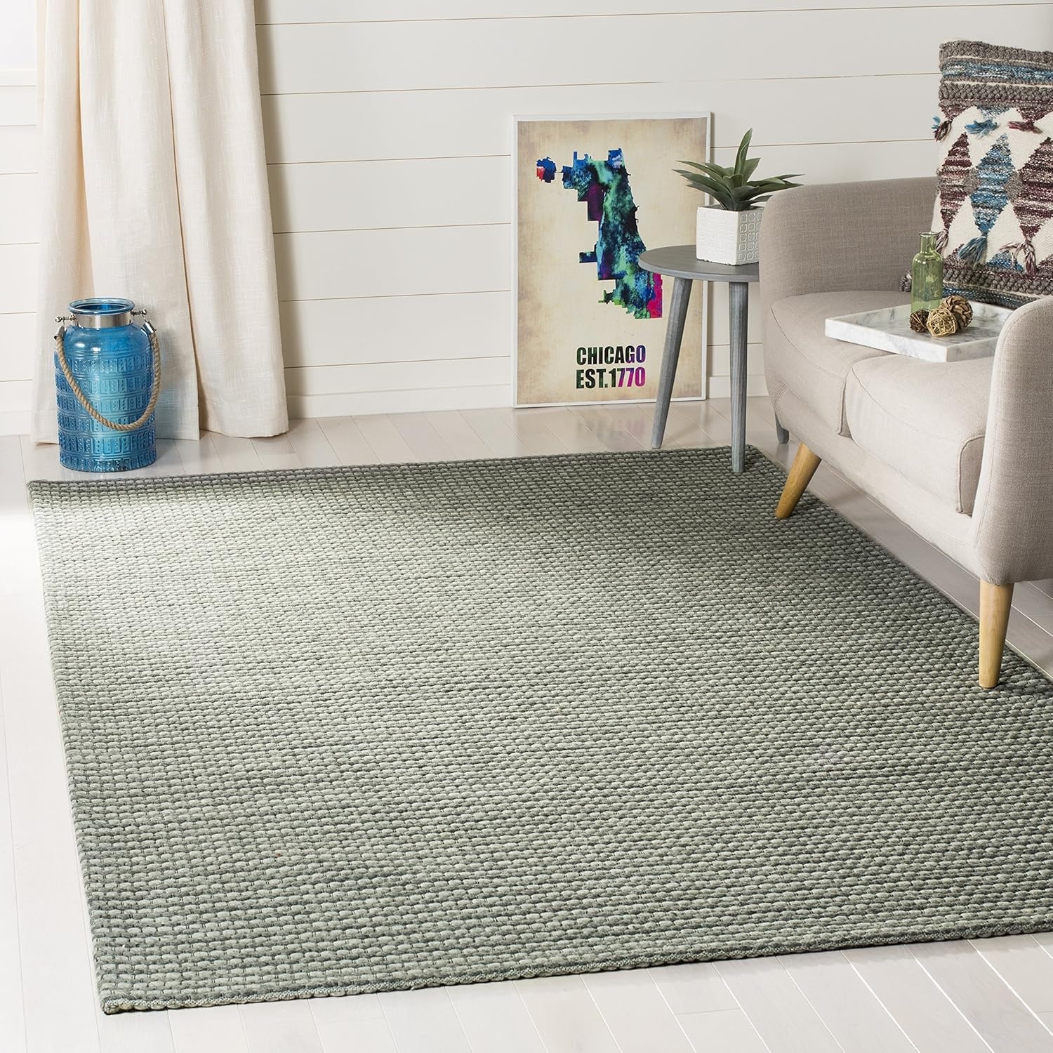 image:imageSAFAVIEH Area Rug 8x10 Natura Collection Large Ivory Handmade Wool Ideal for Living Room Bedroom Dining Space NAT801ADark Grey