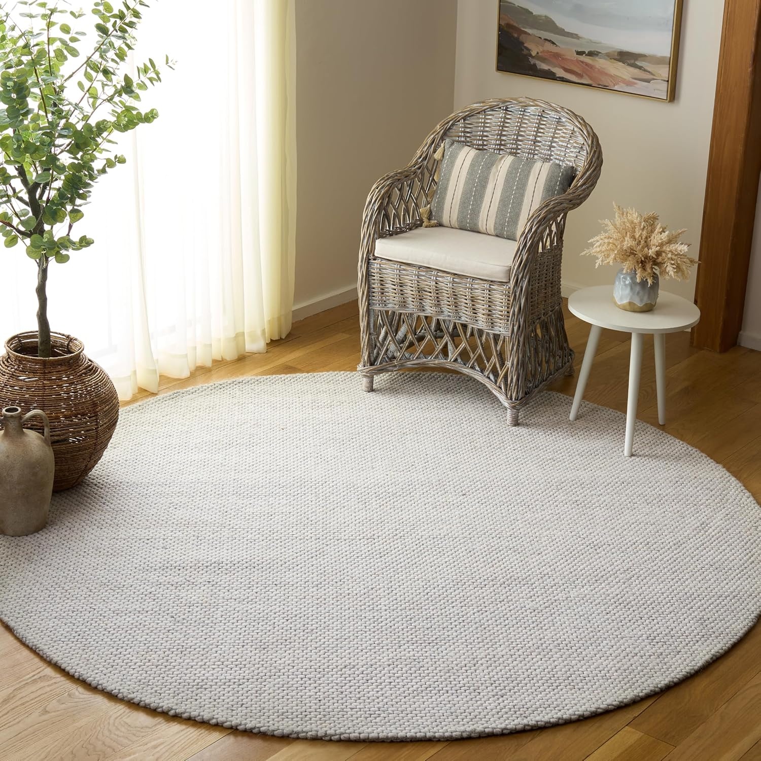 image:imageSAFAVIEH Area Rug 8x10 Natura Collection Large Ivory Handmade Wool Ideal for Living Room Bedroom Dining Space NAT801AGrey