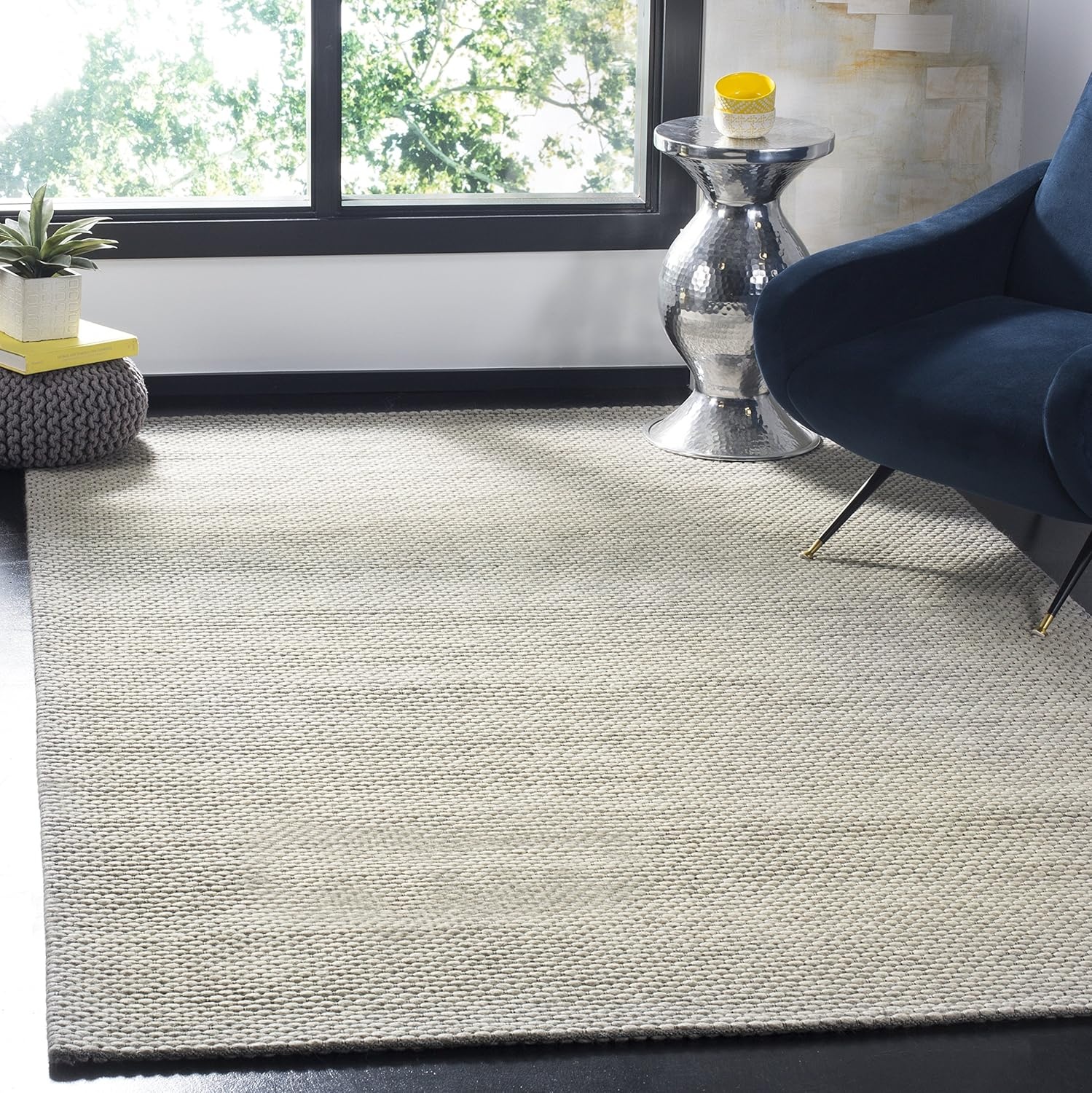 image:imageSAFAVIEH Area Rug 8x10 Natura Collection Large Ivory Handmade Wool Ideal for Living Room Bedroom Dining Space NAT801AGrey
