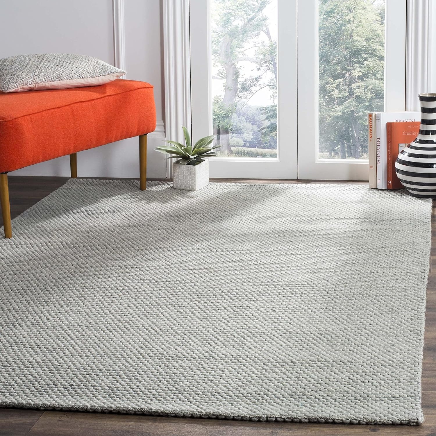 image:imageSAFAVIEH Area Rug 8x10 Natura Collection Large Ivory Handmade Wool Ideal for Living Room Bedroom Dining Space NAT801AGrey