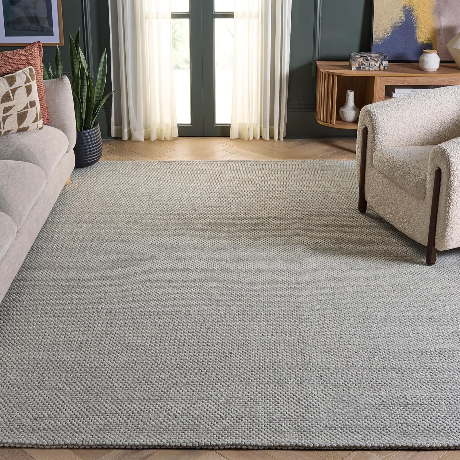 image:imageSAFAVIEH Area Rug 8x10 Natura Collection Large Ivory Handmade Wool Ideal for Living Room Bedroom Dining Space NAT801AGrey