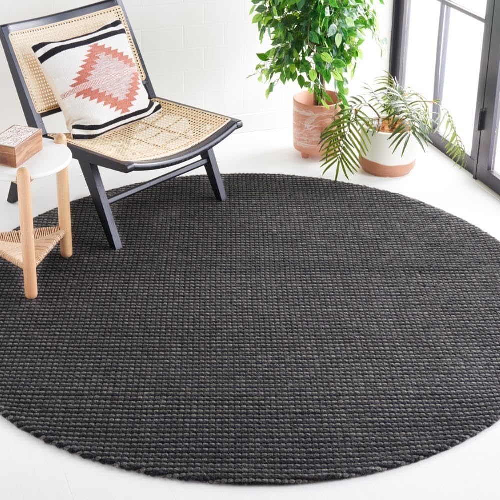 image:imageSAFAVIEH Area Rug 8x10 Natura Collection Large Ivory Handmade Wool Ideal for Living Room Bedroom Dining Space NAT801AGreyBlack
