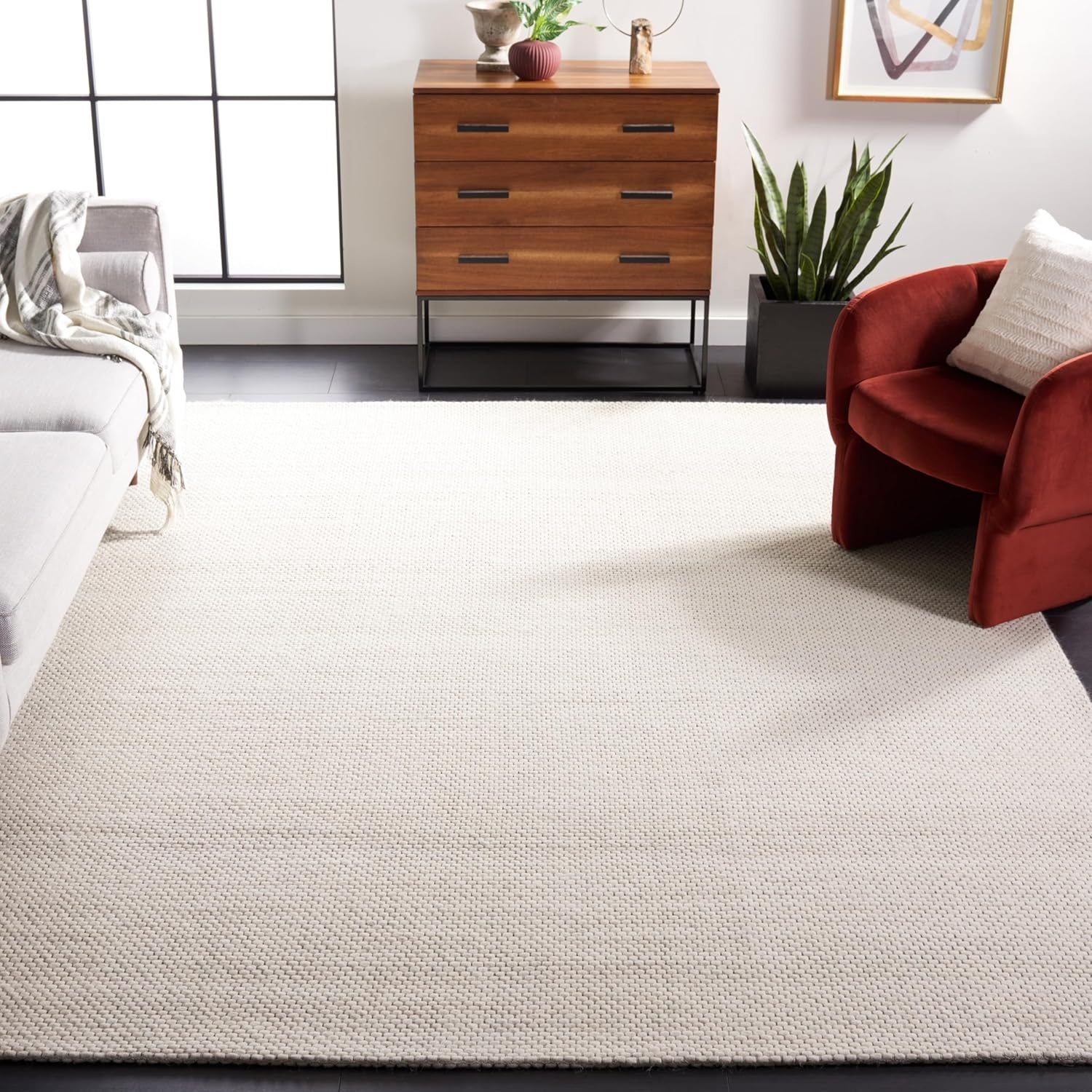 image:imageSAFAVIEH Area Rug 8x10 Natura Collection Large Ivory Handmade Wool Ideal for Living Room Bedroom Dining Space NAT801AIvory
