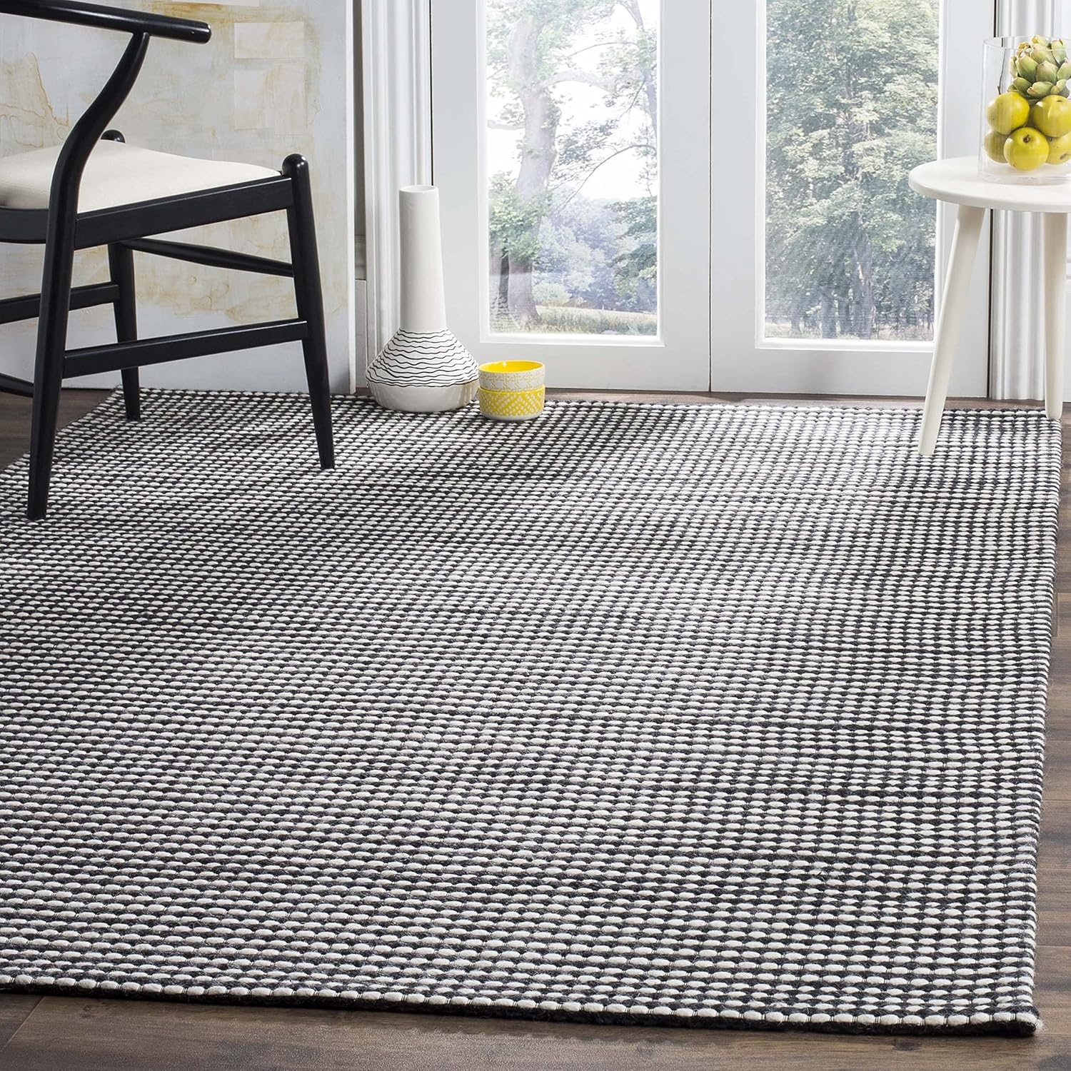 image:imageSAFAVIEH Area Rug 8x10 Natura Collection Large Ivory Handmade Wool Ideal for Living Room Bedroom Dining Space NAT801AIvoryBlack