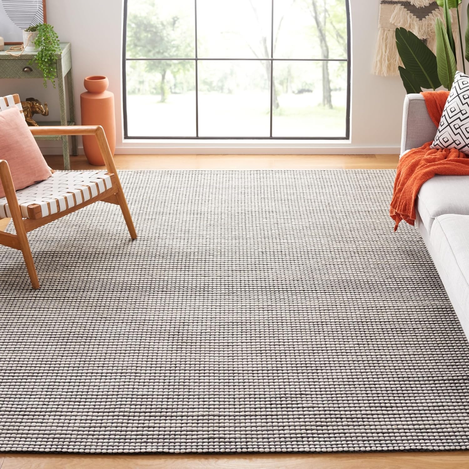 image:imageSAFAVIEH Area Rug 8x10 Natura Collection Large Ivory Handmade Wool Ideal for Living Room Bedroom Dining Space NAT801AIvoryBlack