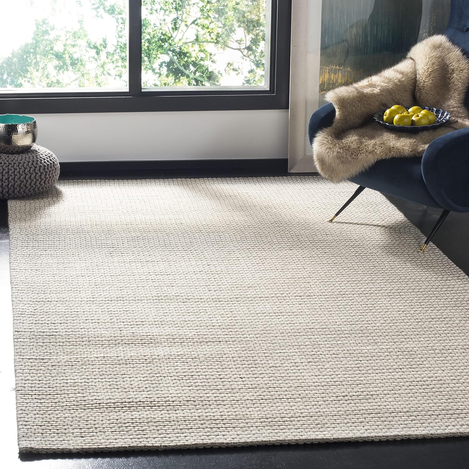 image:imageSAFAVIEH Area Rug 8x10 Natura Collection Large Ivory Handmade Wool Ideal for Living Room Bedroom Dining Space NAT801ASilverIvory