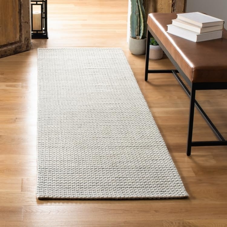 image:imageSAFAVIEH Area Rug 8x10 Natura Collection Large Ivory Handmade Wool Ideal for Living Room Bedroom Dining Space NAT801ASilverIvory