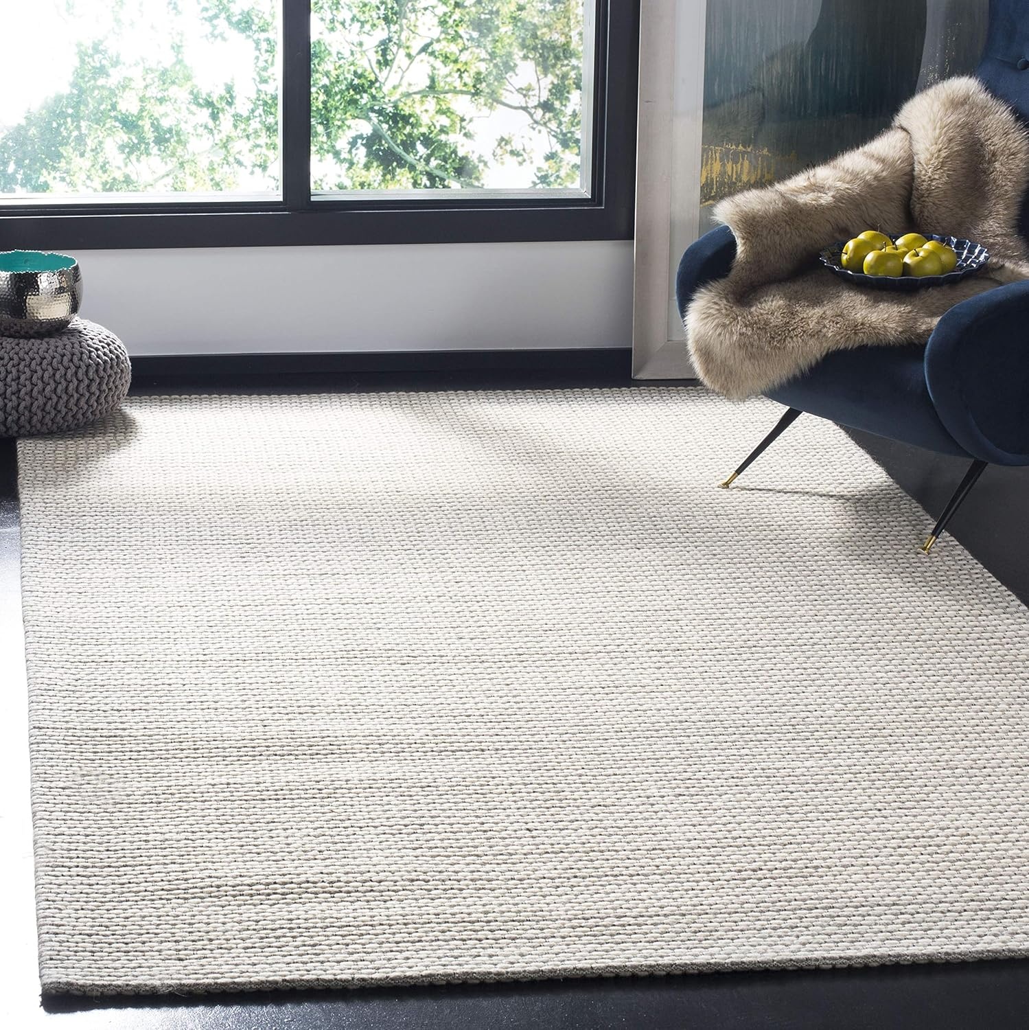 image:imageSAFAVIEH Area Rug 8x10 Natura Collection Large Ivory Handmade Wool Ideal for Living Room Bedroom Dining Space NAT801ASilverIvory