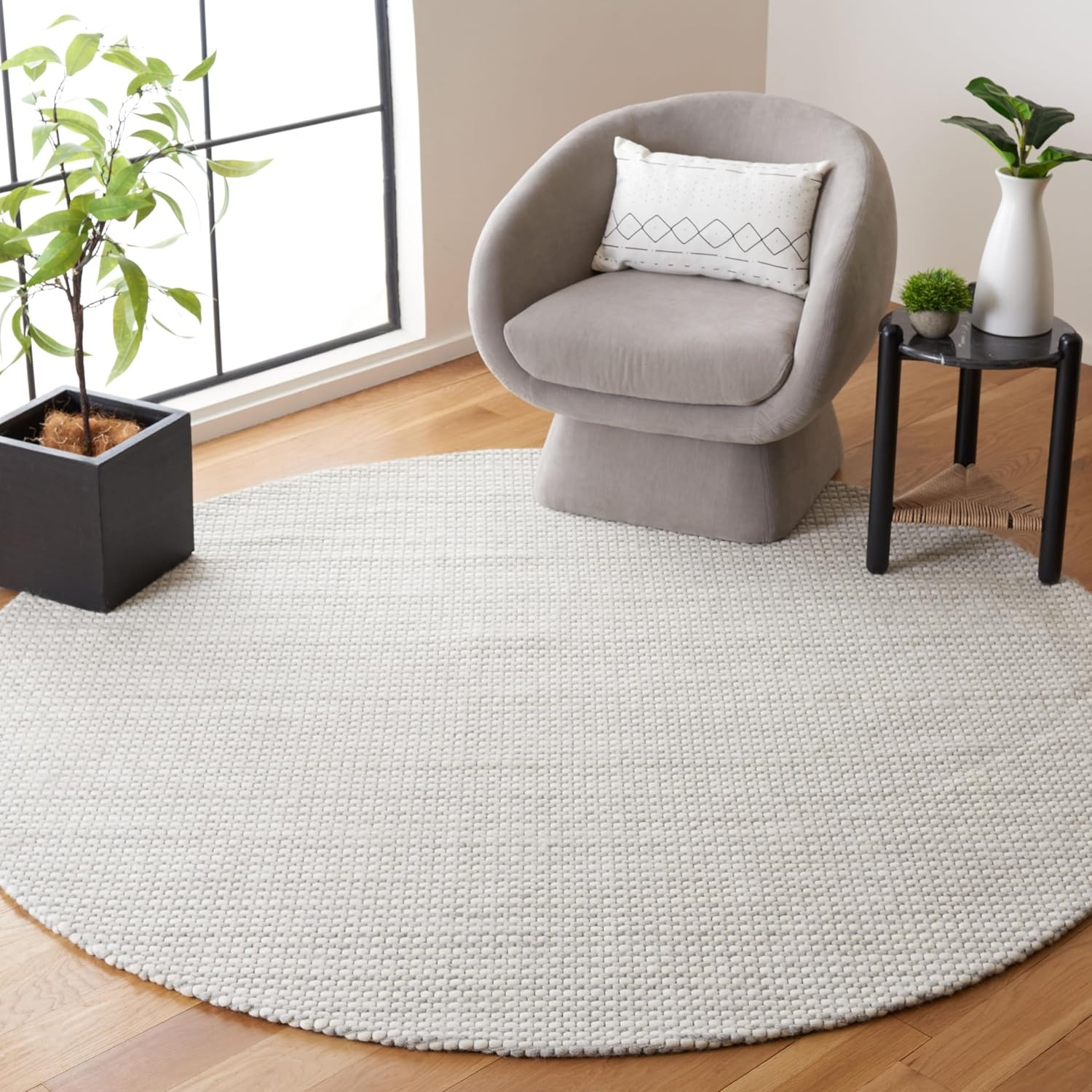 image:imageSAFAVIEH Area Rug 8x10 Natura Collection Large Ivory Handmade Wool Ideal for Living Room Bedroom Dining Space NAT801ASilverIvory