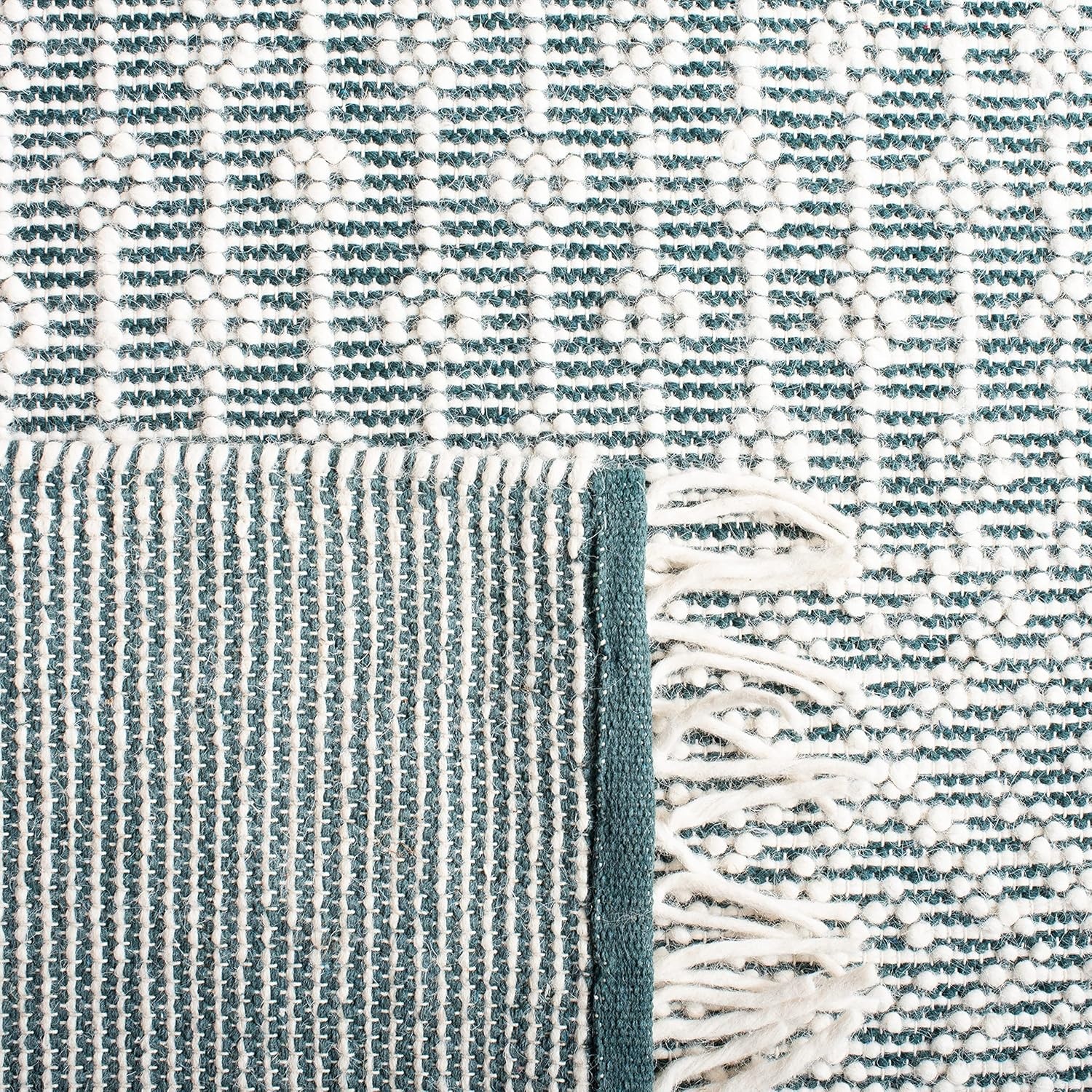 image:imageSAFAVIEH Area Rug 8x10 Natura Collection Large Ivory Handmade Wool Moroccan Boho Fringe Design Ideal for Living Room Bedroom Dining Space NAT852BGreen