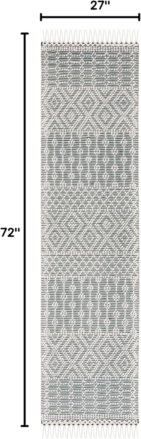 image:imageSAFAVIEH Area Rug 8x10 Natura Collection Large Ivory Handmade Wool Moroccan Boho Fringe Design Ideal for Living Room Bedroom Dining Space NAT852BGreen