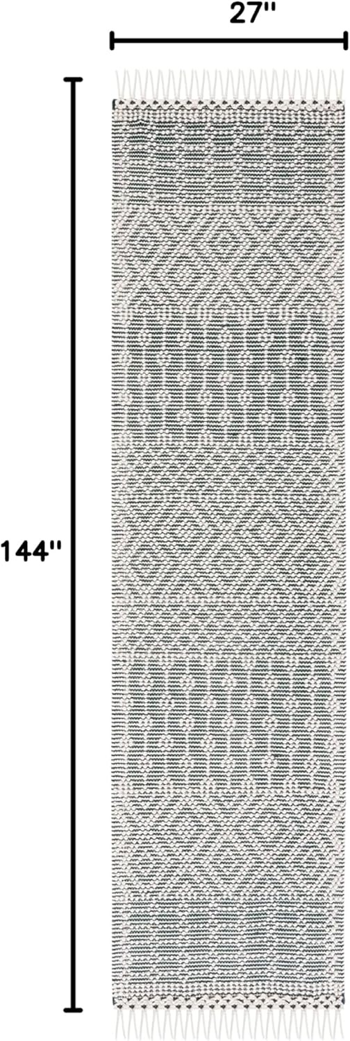 image:imageSAFAVIEH Area Rug 8x10 Natura Collection Large Ivory Handmade Wool Moroccan Boho Fringe Design Ideal for Living Room Bedroom Dining Space NAT852BGreen