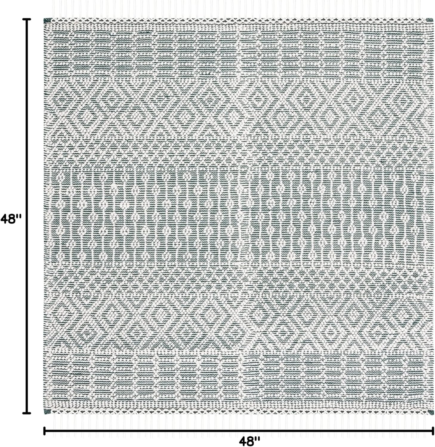 image:imageSAFAVIEH Area Rug 8x10 Natura Collection Large Ivory Handmade Wool Moroccan Boho Fringe Design Ideal for Living Room Bedroom Dining Space NAT852BGreen