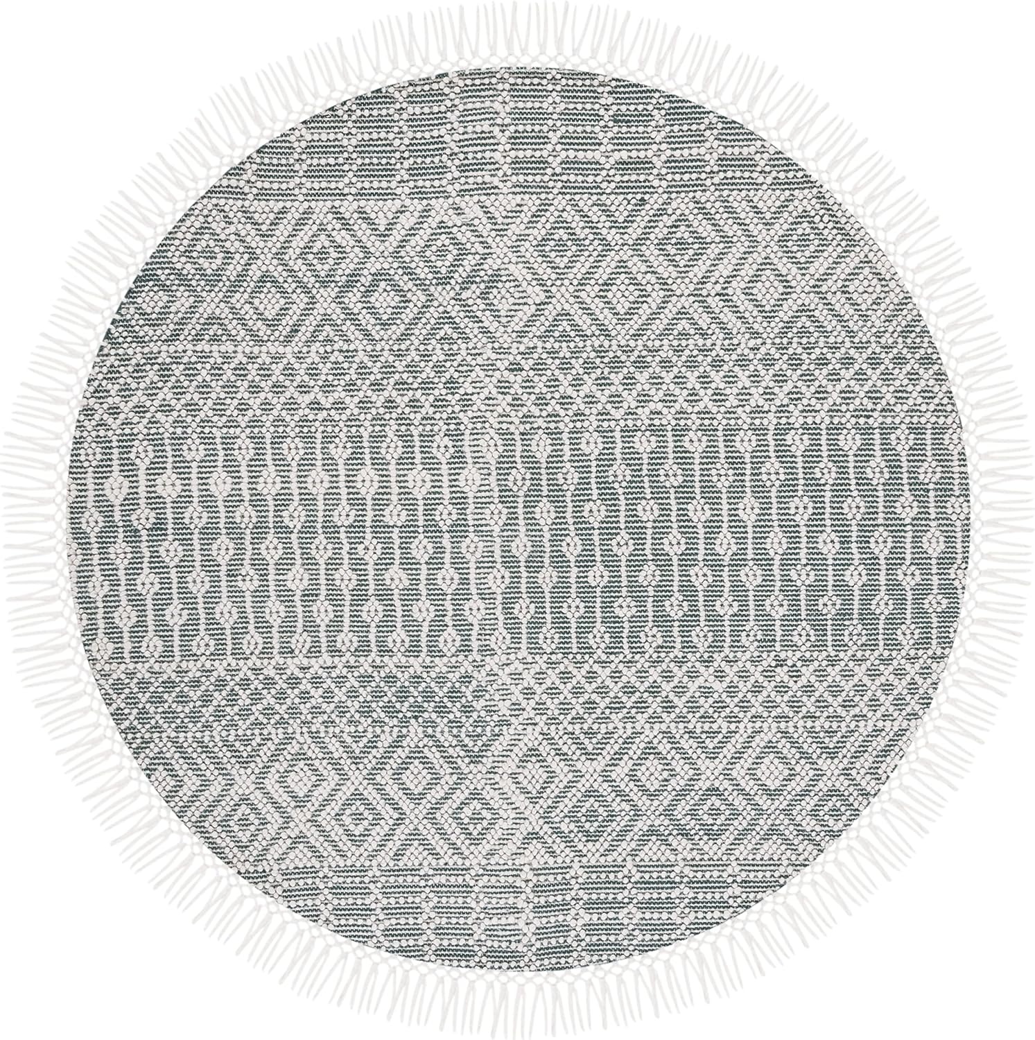 image:imageSAFAVIEH Area Rug 8x10 Natura Collection Large Ivory Handmade Wool Moroccan Boho Fringe Design Ideal for Living Room Bedroom Dining Space NAT852BGreen