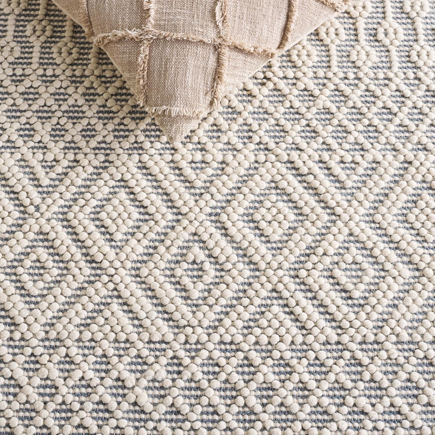 image:imageSAFAVIEH Area Rug 8x10 Natura Collection Large Ivory Handmade Wool Moroccan Boho Fringe Design Ideal for Living Room Bedroom Dining Space NAT852BIvoryGrey