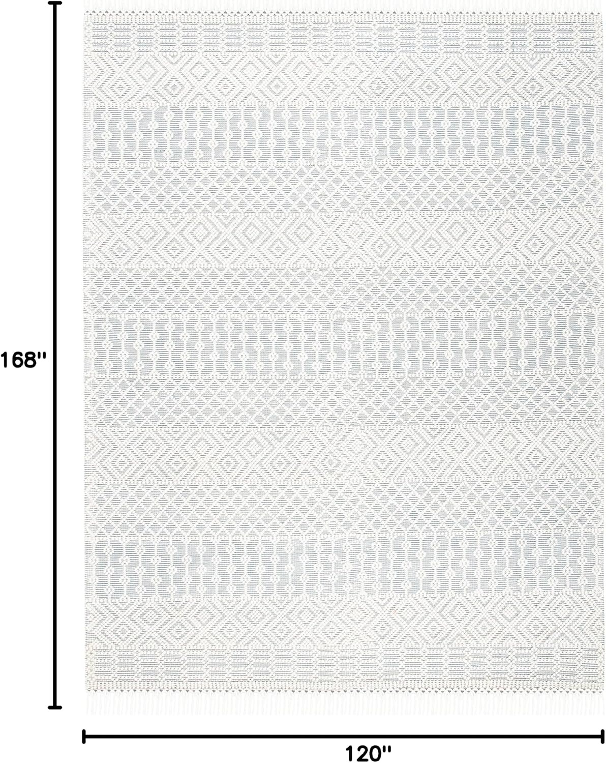 image:imageSAFAVIEH Area Rug 8x10 Natura Collection Large Ivory Handmade Wool Moroccan Boho Fringe Design Ideal for Living Room Bedroom Dining Space NAT852BIvoryGrey