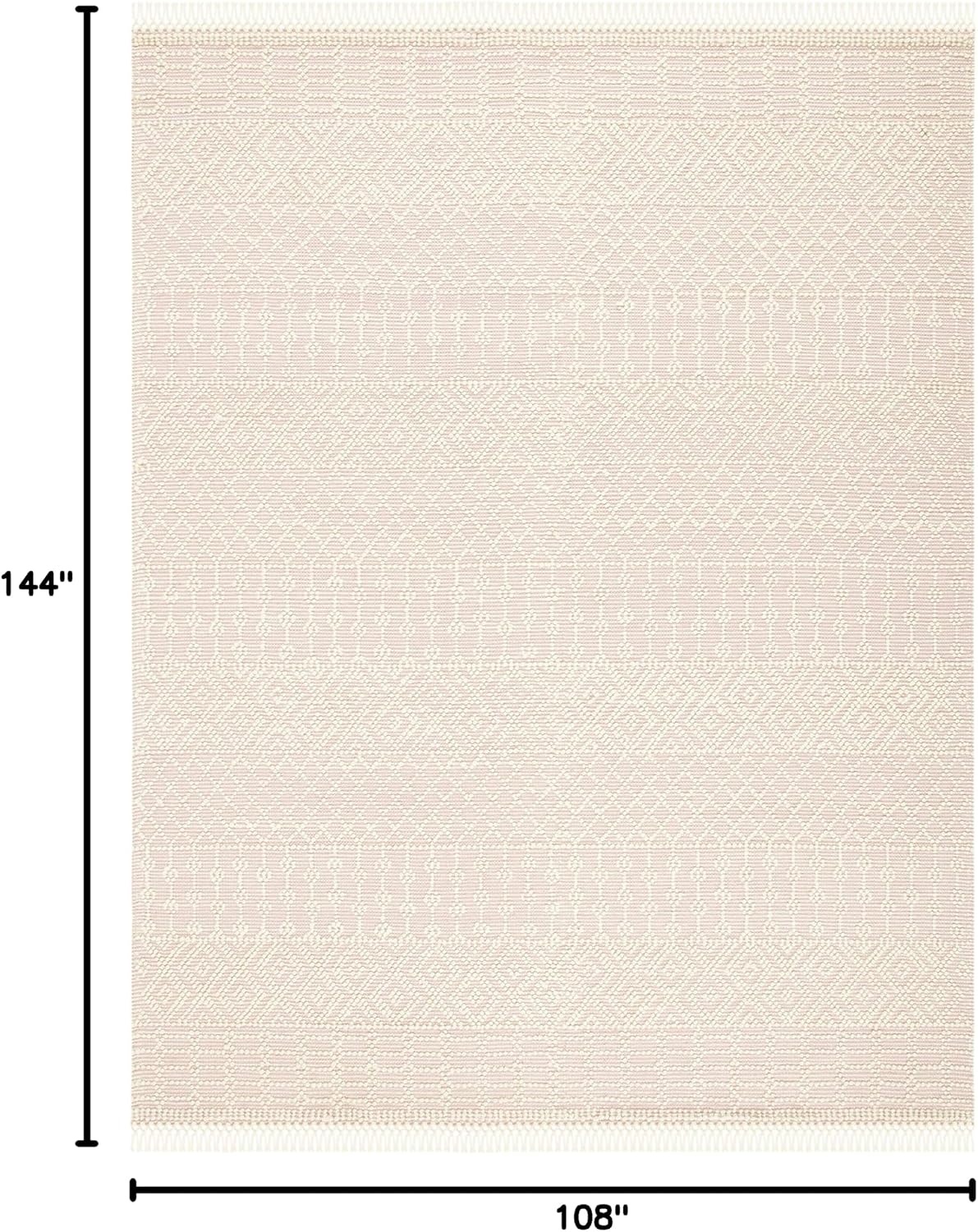 image:imageSAFAVIEH Area Rug 8x10 Natura Collection Large Ivory Handmade Wool Moroccan Boho Fringe Design Ideal for Living Room Bedroom Dining Space NAT852BIvoryPink