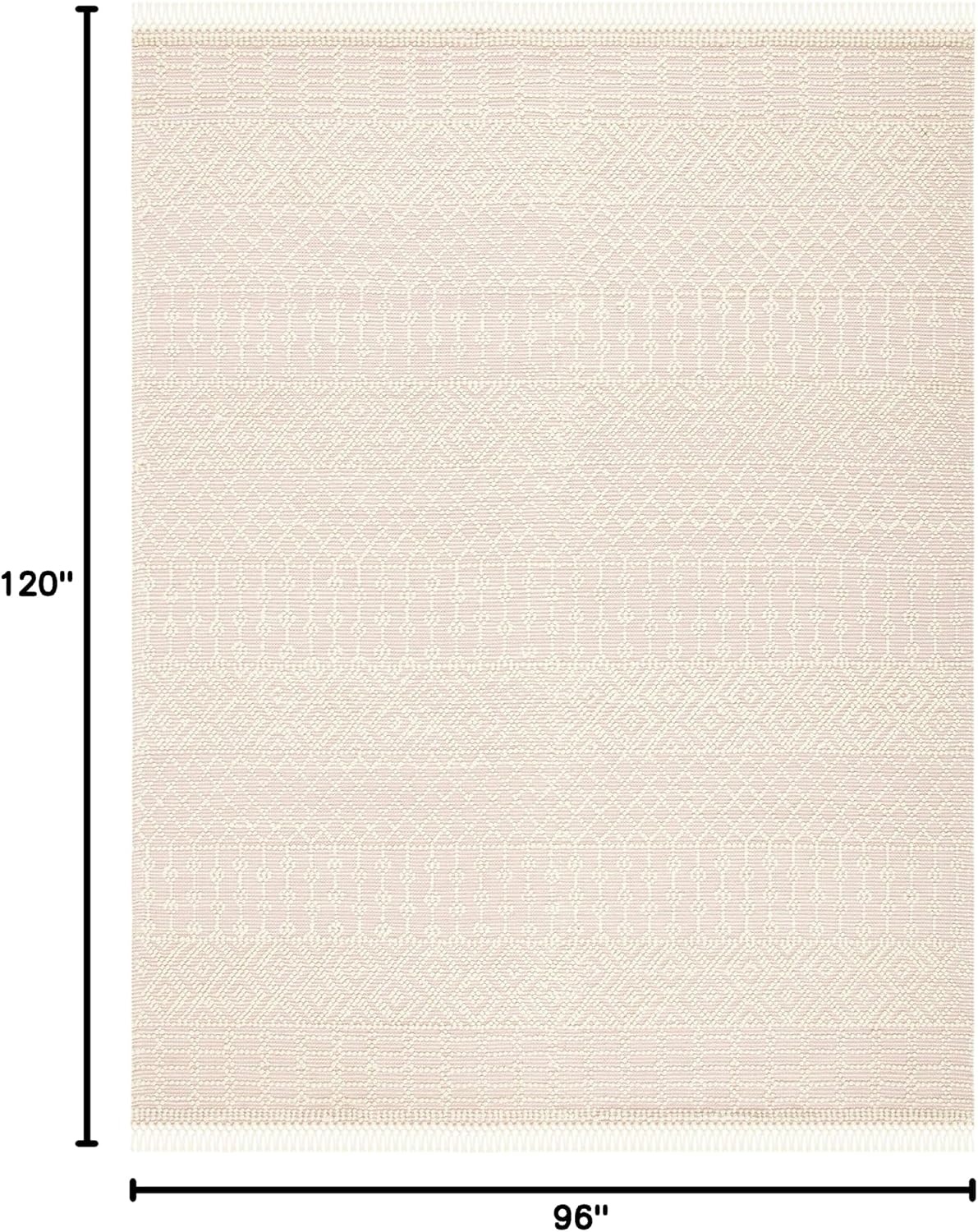 image:imageSAFAVIEH Area Rug 8x10 Natura Collection Large Ivory Handmade Wool Moroccan Boho Fringe Design Ideal for Living Room Bedroom Dining Space NAT852BIvoryPink