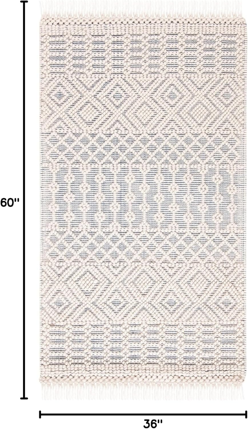 image:imageSAFAVIEH Area Rug 8x10 Natura Collection Large Ivory Handmade Wool Moroccan Boho Fringe Design Ideal for Living Room Bedroom Dining Space NAT852BIvoryGrey