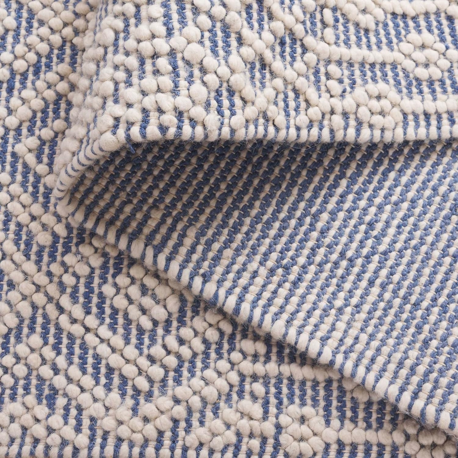image:imageSAFAVIEH Area Rug 8x10 Natura Collection Large Ivory Handmade Wool Moroccan Boho Fringe Design Ideal for Living Room Bedroom Dining Space NAT852BIvoryBlue