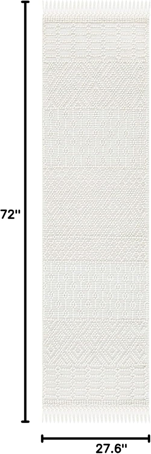 image:imageSAFAVIEH Area Rug 8x10 Natura Collection Large Ivory Handmade Wool Moroccan Boho Fringe Design Ideal for Living Room Bedroom Dining Space NAT852BIvory