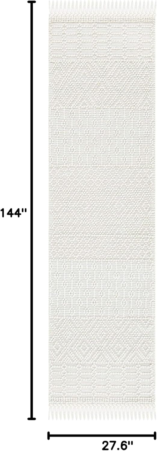 image:imageSAFAVIEH Area Rug 8x10 Natura Collection Large Ivory Handmade Wool Moroccan Boho Fringe Design Ideal for Living Room Bedroom Dining Space NAT852BIvory