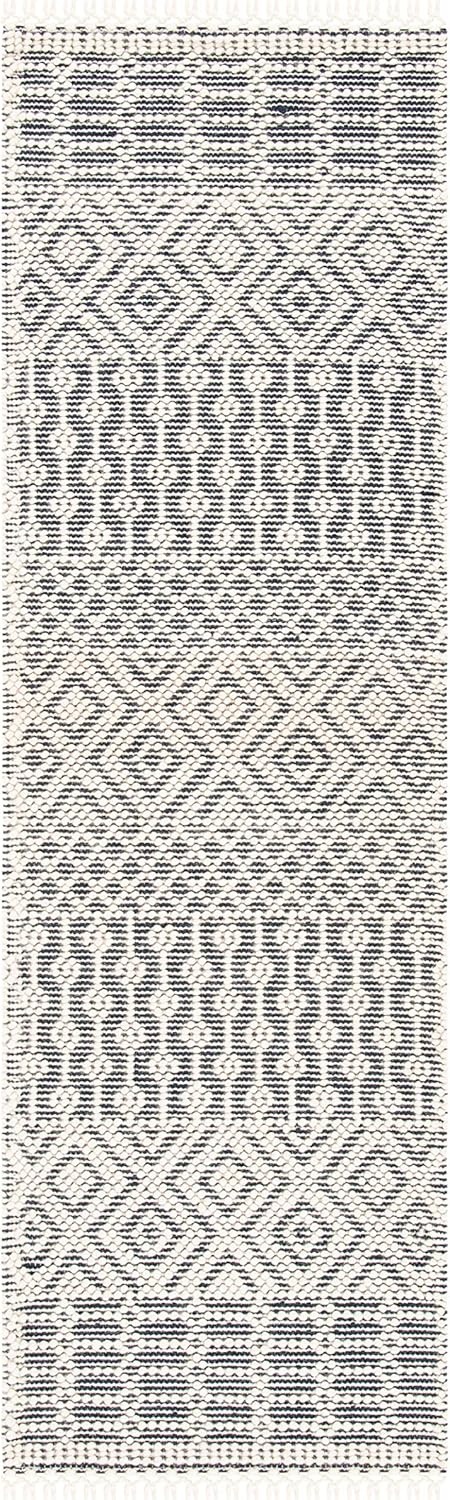 image:imageSAFAVIEH Area Rug 8x10 Natura Collection Large Ivory Handmade Wool Moroccan Boho Fringe Design Ideal for Living Room Bedroom Dining Space NAT852BIvoryNavy