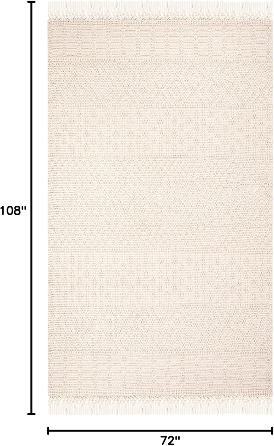 image:imageSAFAVIEH Area Rug 8x10 Natura Collection Large Ivory Handmade Wool Moroccan Boho Fringe Design Ideal for Living Room Bedroom Dining Space NAT852BIvory