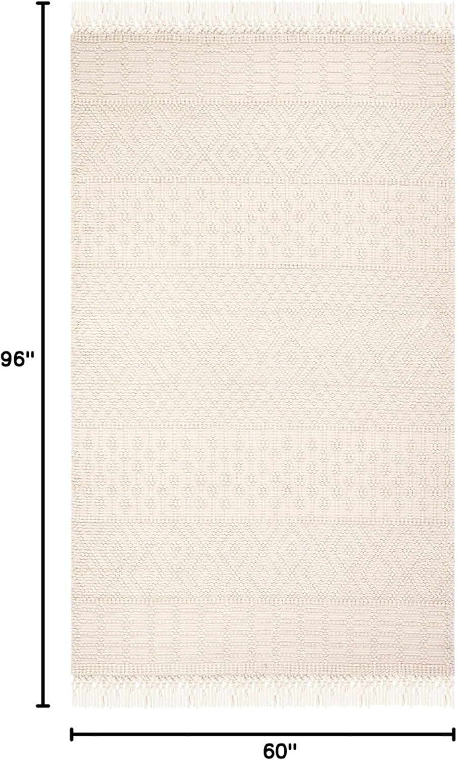 image:imageSAFAVIEH Area Rug 8x10 Natura Collection Large Ivory Handmade Wool Moroccan Boho Fringe Design Ideal for Living Room Bedroom Dining Space NAT852BIvory