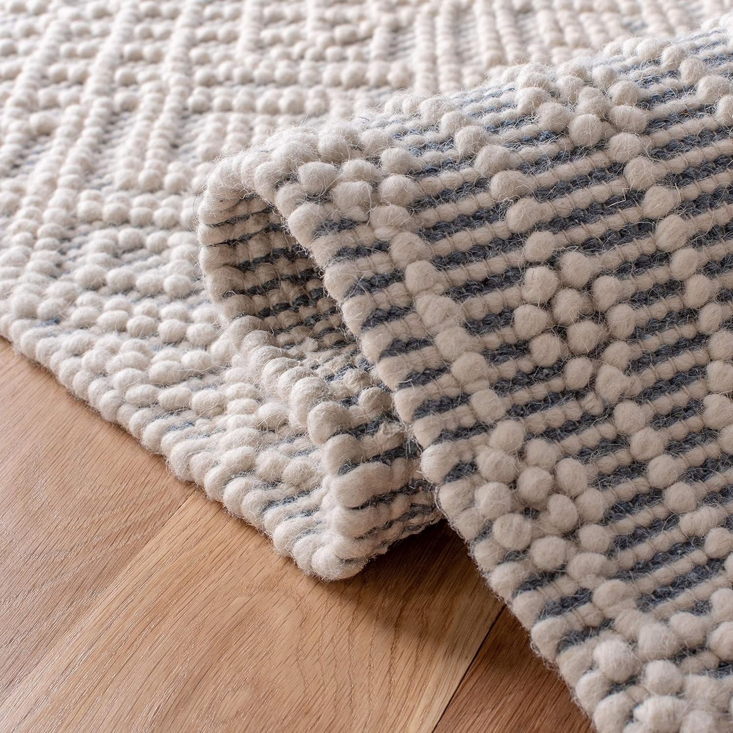 image:imageSAFAVIEH Area Rug 8x10 Natura Collection Large Ivory Handmade Wool Moroccan Boho Fringe Design Ideal for Living Room Bedroom Dining Space NAT852BIvoryGrey
