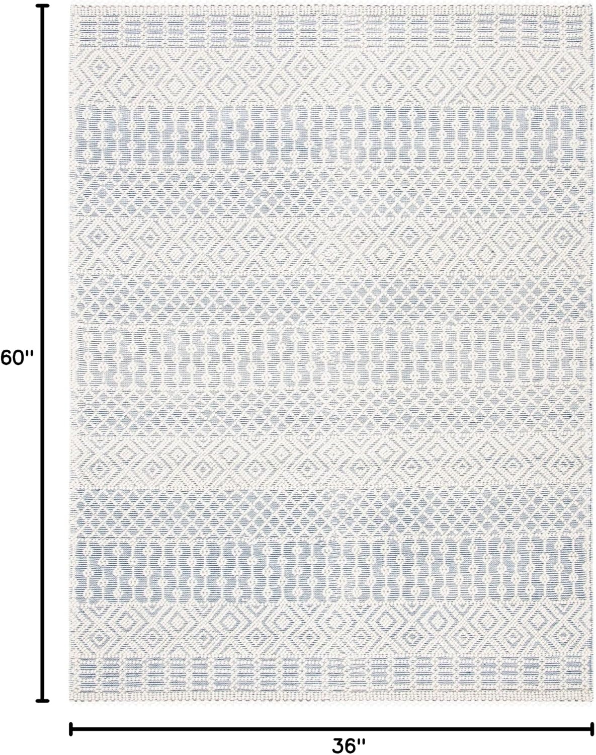 image:imageSAFAVIEH Area Rug 8x10 Natura Collection Large Ivory Handmade Wool Moroccan Boho Fringe Design Ideal for Living Room Bedroom Dining Space NAT852BIvoryBlue