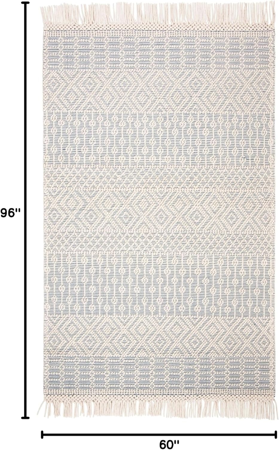 image:imageSAFAVIEH Area Rug 8x10 Natura Collection Large Ivory Handmade Wool Moroccan Boho Fringe Design Ideal for Living Room Bedroom Dining Space NAT852BIvoryGrey