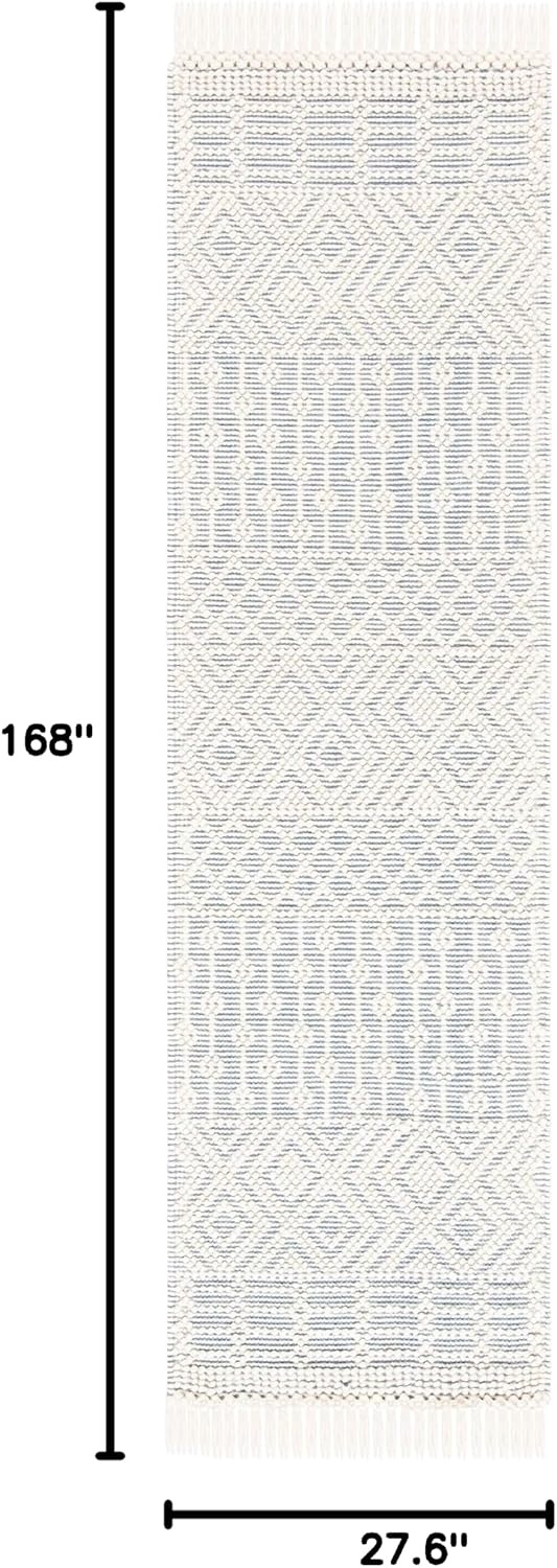 image:imageSAFAVIEH Area Rug 8x10 Natura Collection Large Ivory Handmade Wool Moroccan Boho Fringe Design Ideal for Living Room Bedroom Dining Space NAT852BIvoryGrey