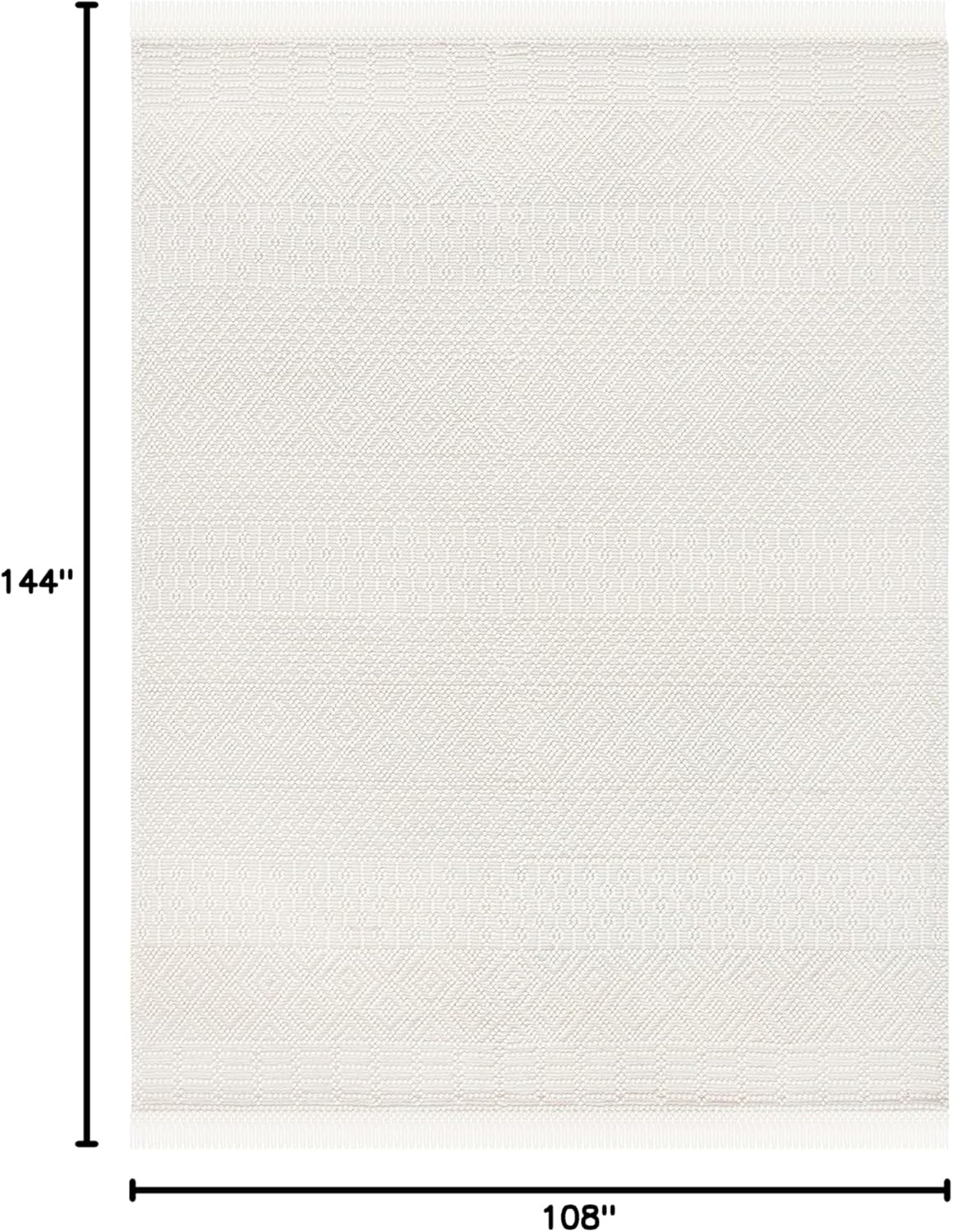 image:imageSAFAVIEH Area Rug 8x10 Natura Collection Large Ivory Handmade Wool Moroccan Boho Fringe Design Ideal for Living Room Bedroom Dining Space NAT852BIvory