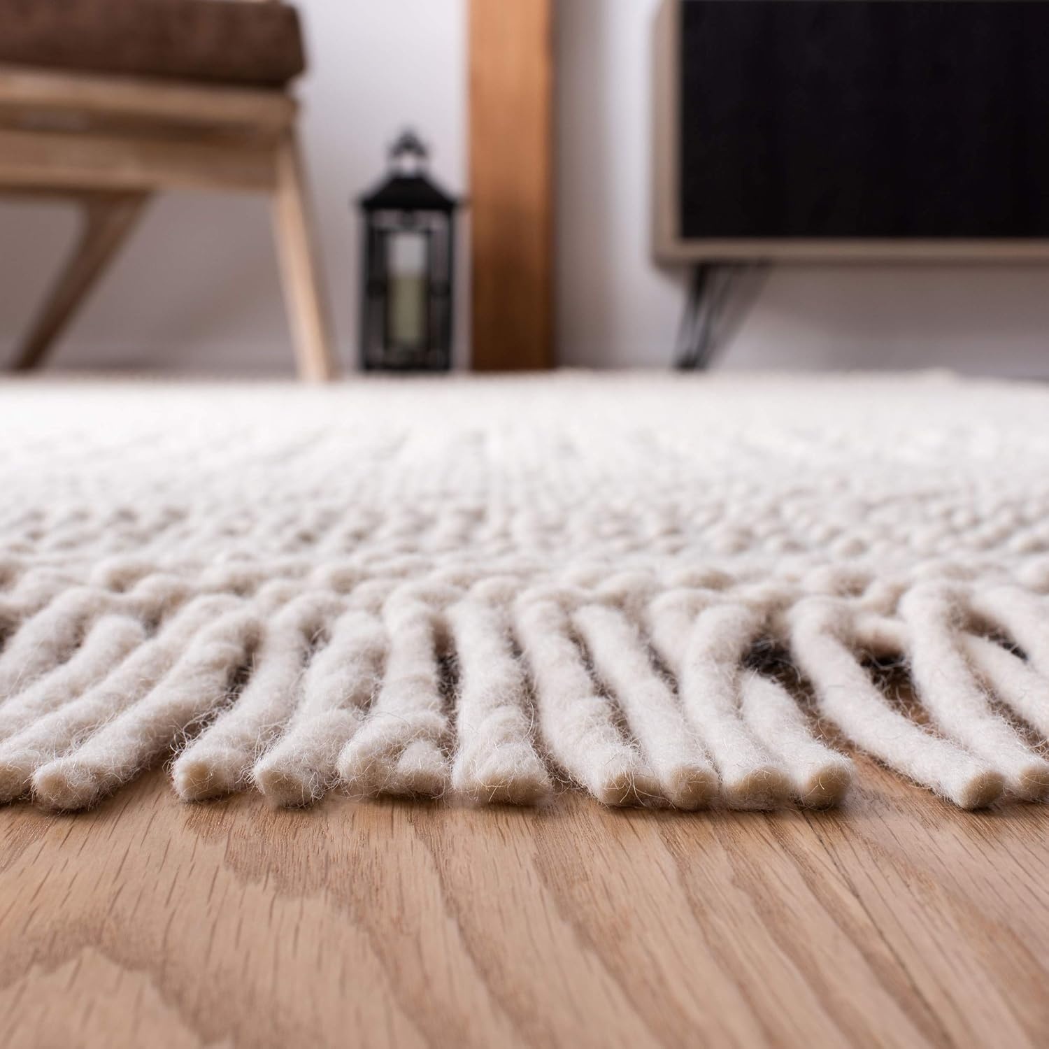 image:imageSAFAVIEH Area Rug 8x10 Natura Collection Large Ivory Handmade Wool Moroccan Boho Fringe Design Ideal for Living Room Bedroom Dining Space NAT852BIvoryGrey