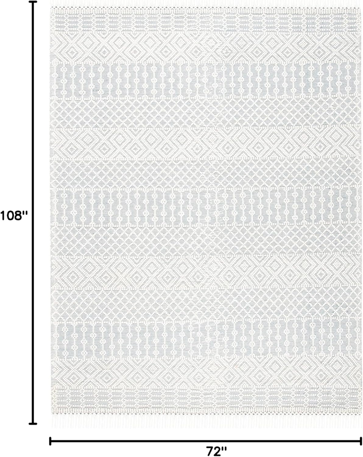 image:imageSAFAVIEH Area Rug 8x10 Natura Collection Large Ivory Handmade Wool Moroccan Boho Fringe Design Ideal for Living Room Bedroom Dining Space NAT852BIvoryGrey
