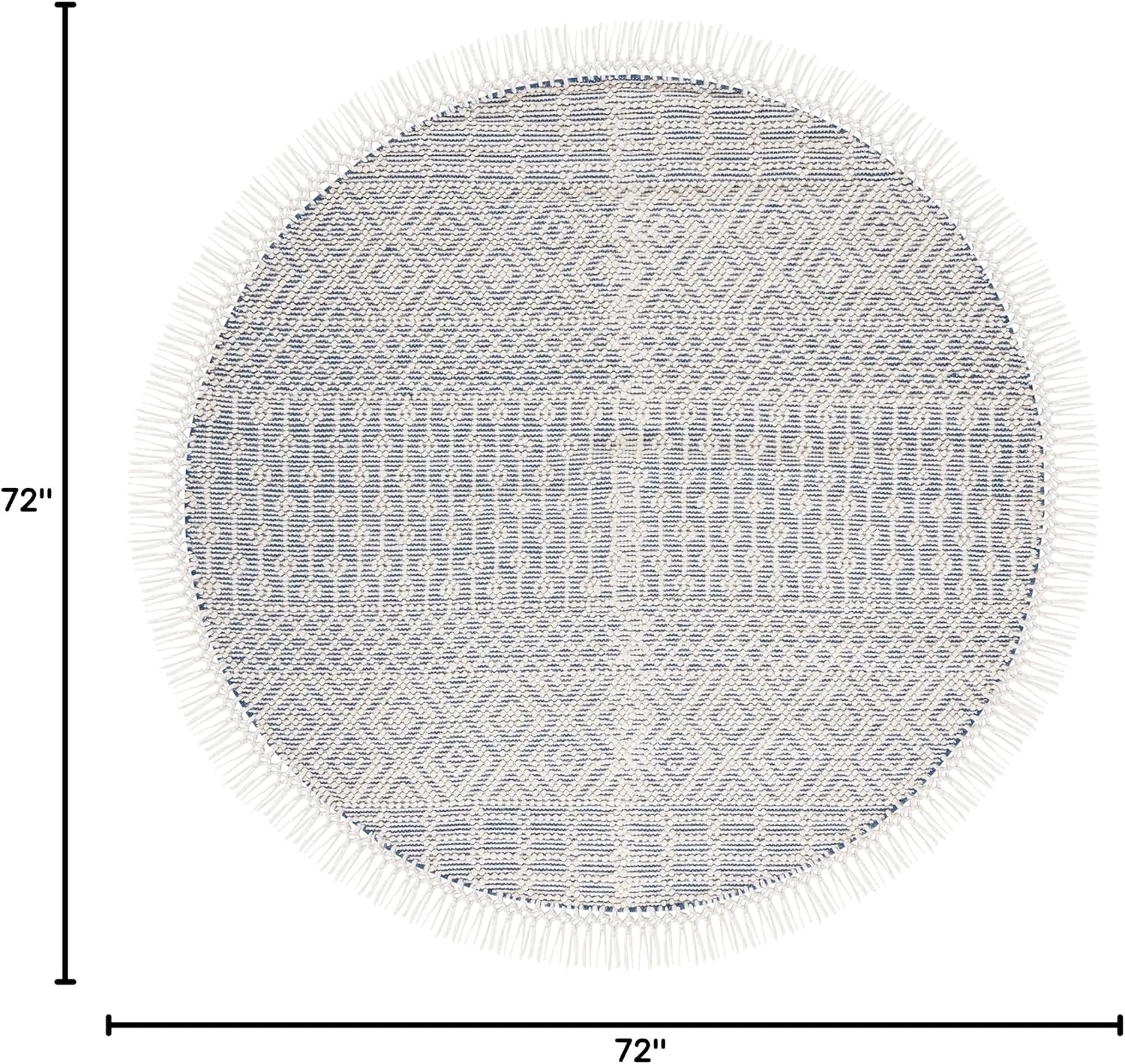 image:imageSAFAVIEH Area Rug 8x10 Natura Collection Large Ivory Handmade Wool Moroccan Boho Fringe Design Ideal for Living Room Bedroom Dining Space NAT852BIvoryBlue