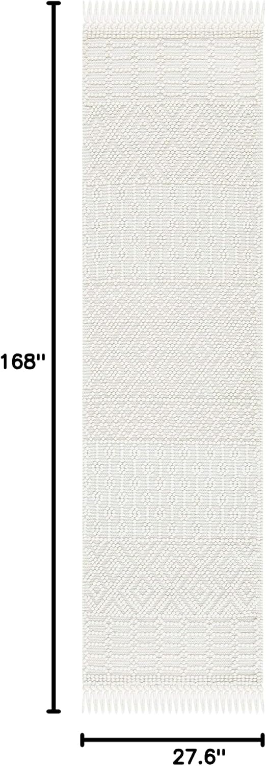 image:imageSAFAVIEH Area Rug 8x10 Natura Collection Large Ivory Handmade Wool Moroccan Boho Fringe Design Ideal for Living Room Bedroom Dining Space NAT852BIvory