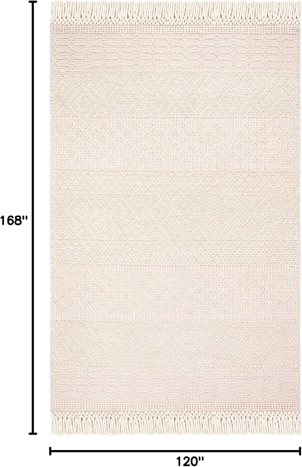 image:imageSAFAVIEH Area Rug 8x10 Natura Collection Large Ivory Handmade Wool Moroccan Boho Fringe Design Ideal for Living Room Bedroom Dining Space NAT852BIvoryPink