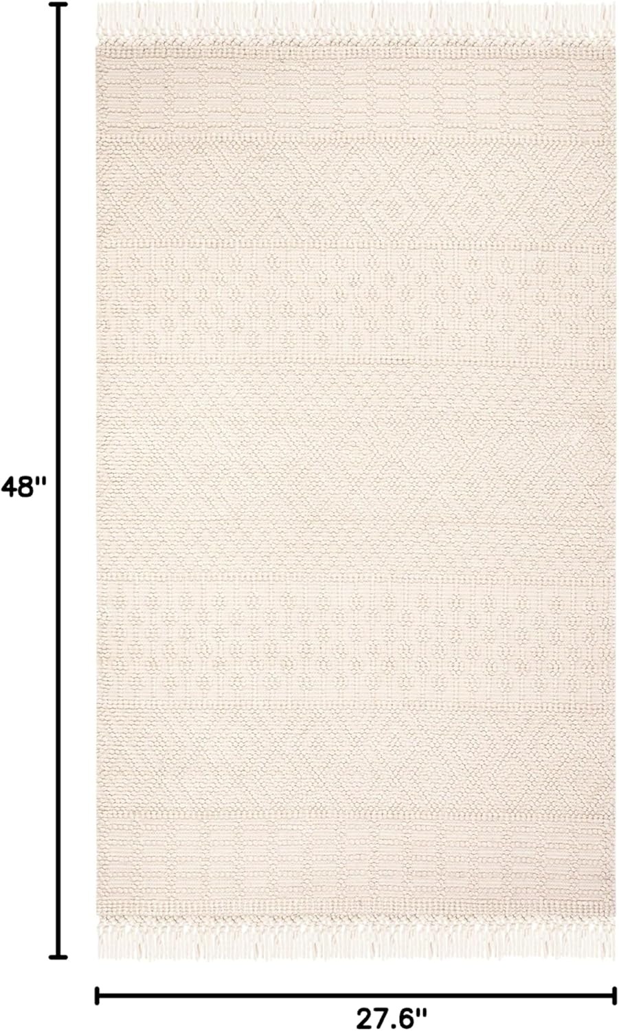 image:imageSAFAVIEH Area Rug 8x10 Natura Collection Large Ivory Handmade Wool Moroccan Boho Fringe Design Ideal for Living Room Bedroom Dining Space NAT852BIvory