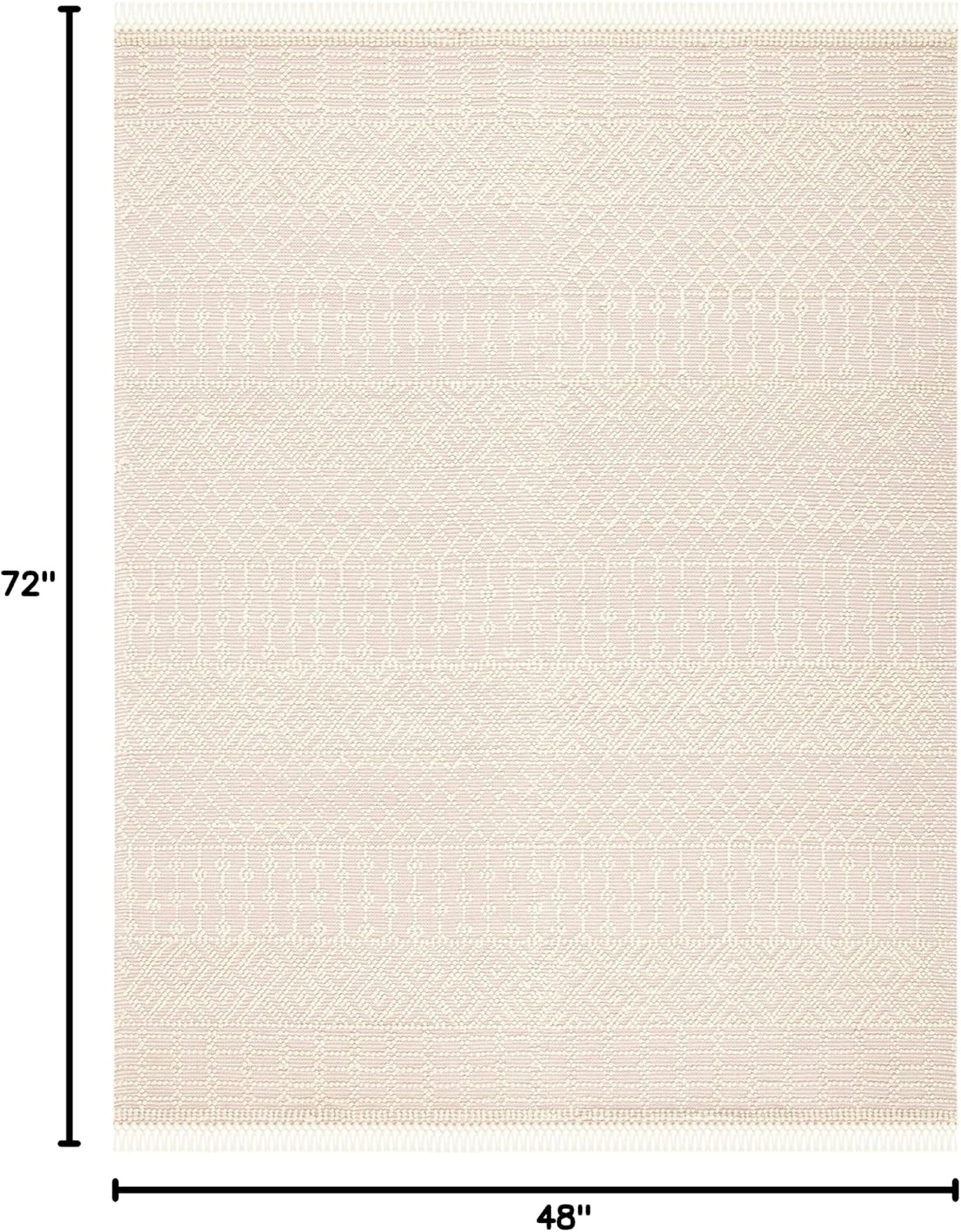 image:imageSAFAVIEH Area Rug 8x10 Natura Collection Large Ivory Handmade Wool Moroccan Boho Fringe Design Ideal for Living Room Bedroom Dining Space NAT852BIvoryPink