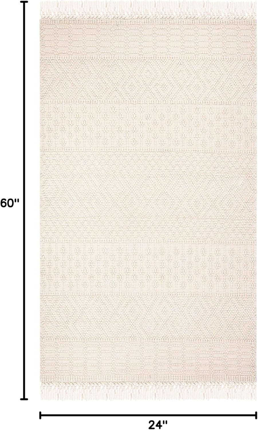image:imageSAFAVIEH Area Rug 8x10 Natura Collection Large Ivory Handmade Wool Moroccan Boho Fringe Design Ideal for Living Room Bedroom Dining Space NAT852BIvory